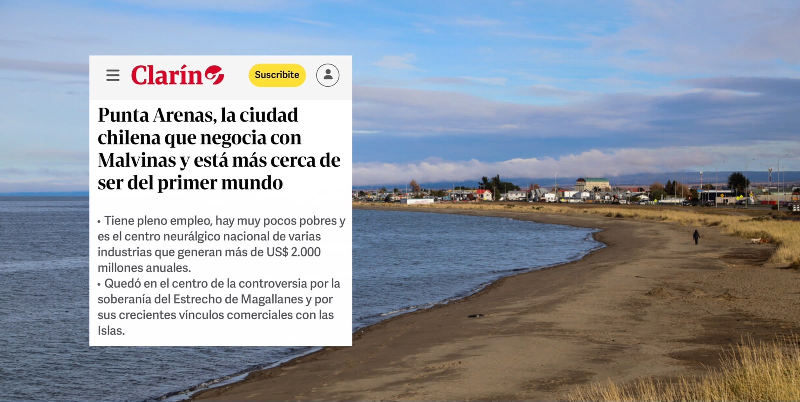 Punta Arenas es elogiada en uno de los diarios de mayor audiencia de Latinoamérica