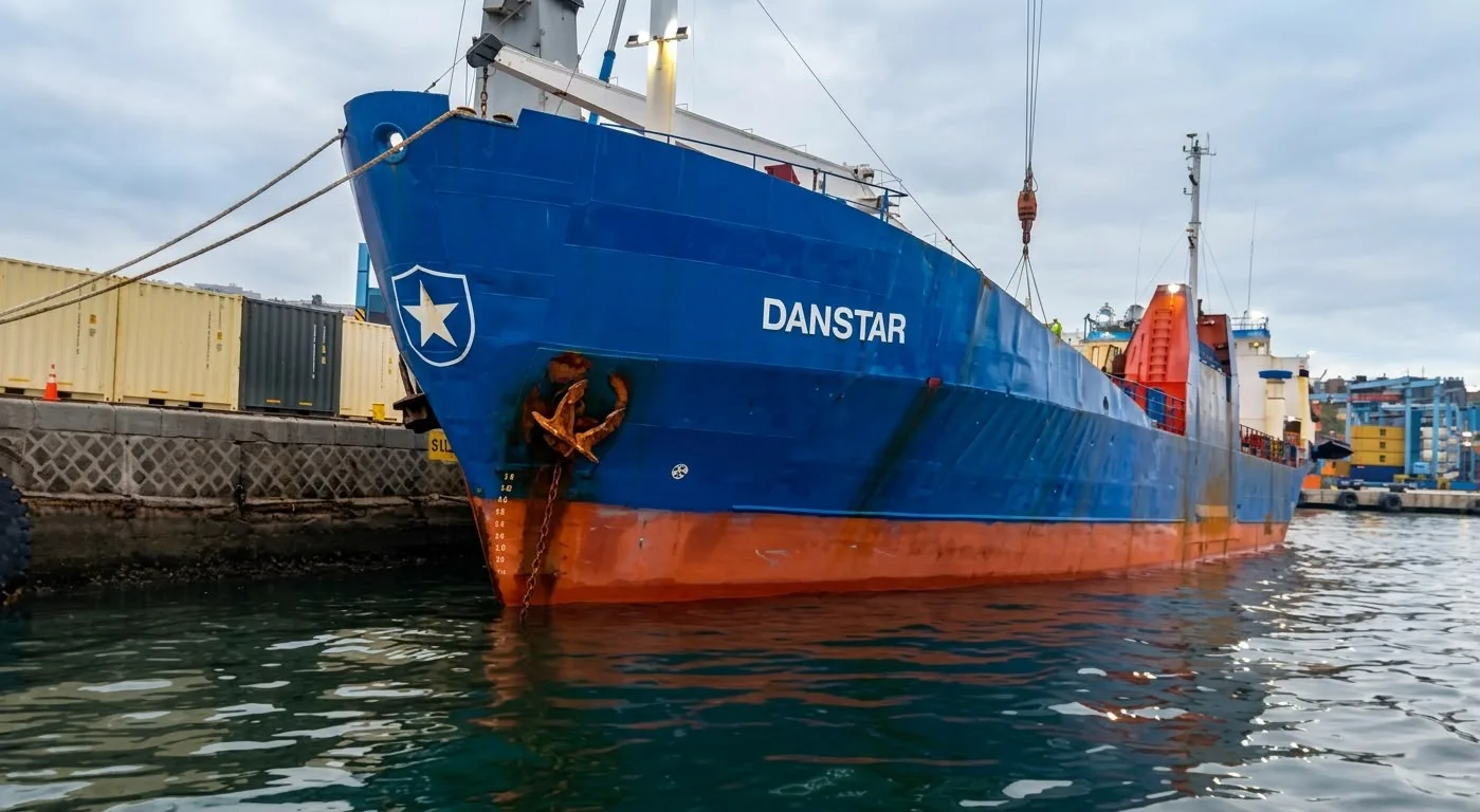 Zarpa desde Valparaíso el buque "Danstar" para preparar la ruta comercial entre Punta Arenas y Malvinas/Falkland