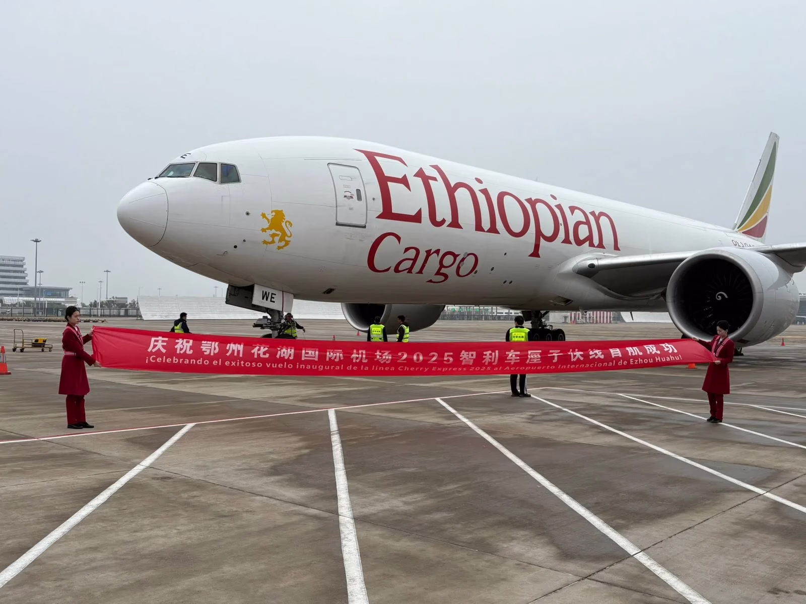Cerezas chilenas aterrizan en el Aeropuerto Internacional de Ezhou Huahu